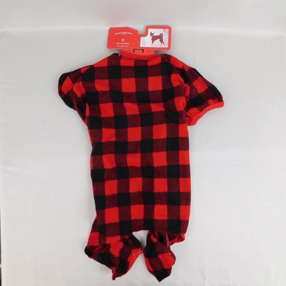 Wondershop Dog-Cat Christmas Sweater Pajama Buffalo Check Red-Black XS/S/L/XL